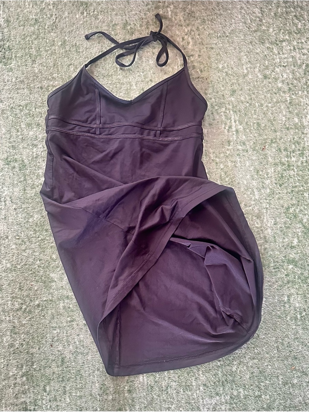OXOX Brand VNTG. Swim Halter Top/Mini Dress V-Neck Adjustable Tie at Neck Black - Picture 3 of 6